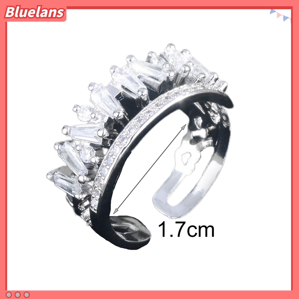 Cincin Berlian Imitasi Double Layer Model Terbuka Adjustable Untuk Wanita