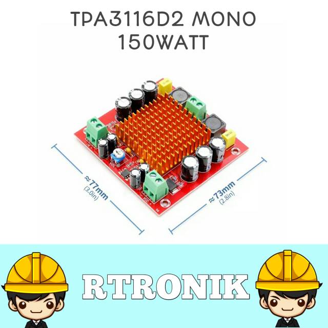 Power amplifier class D TPA3116D2 Mono 150watt