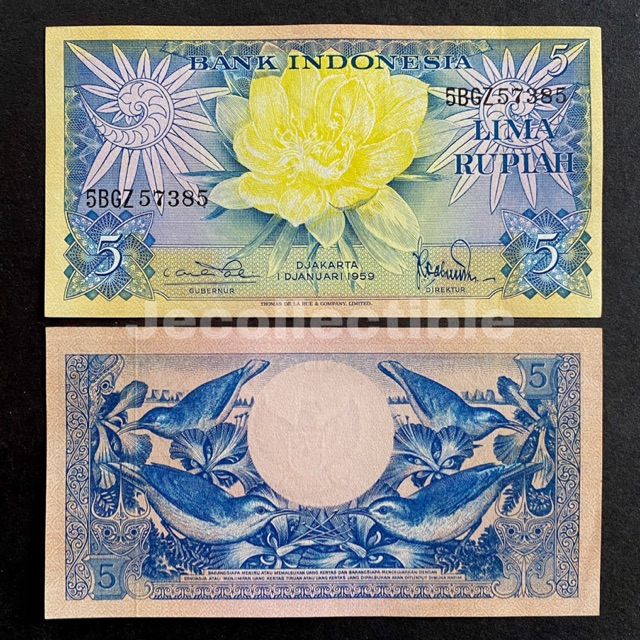 Uang Kuno 5 Rupiah 1959 Seri Bunga Mahar UNC GRESS