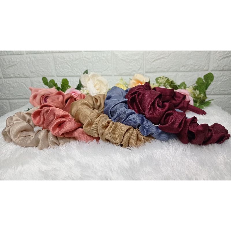 Bando kain Bando Scrunchie Korea Satin Besar Premium XL ukuran Dewasa Bando Scrunchies Korea