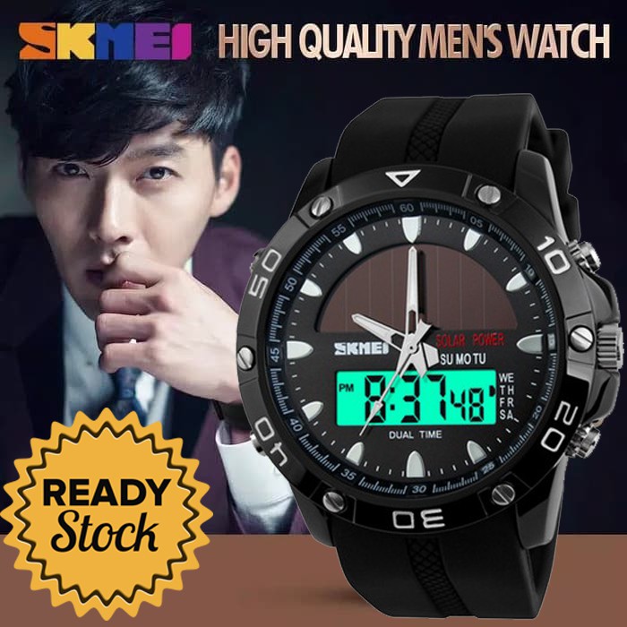 SKMEI Jam Tangan Pria Analog Digital Solar Power LED Anti Air WR 50m Strap Karet Silicone