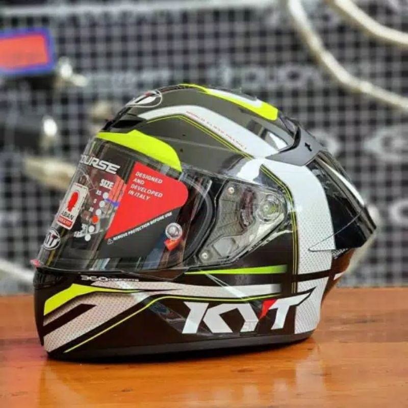 KYT TT COURSE GRAND PRIX Yellow White | Helm Kyt Tt Course Helm Full Face