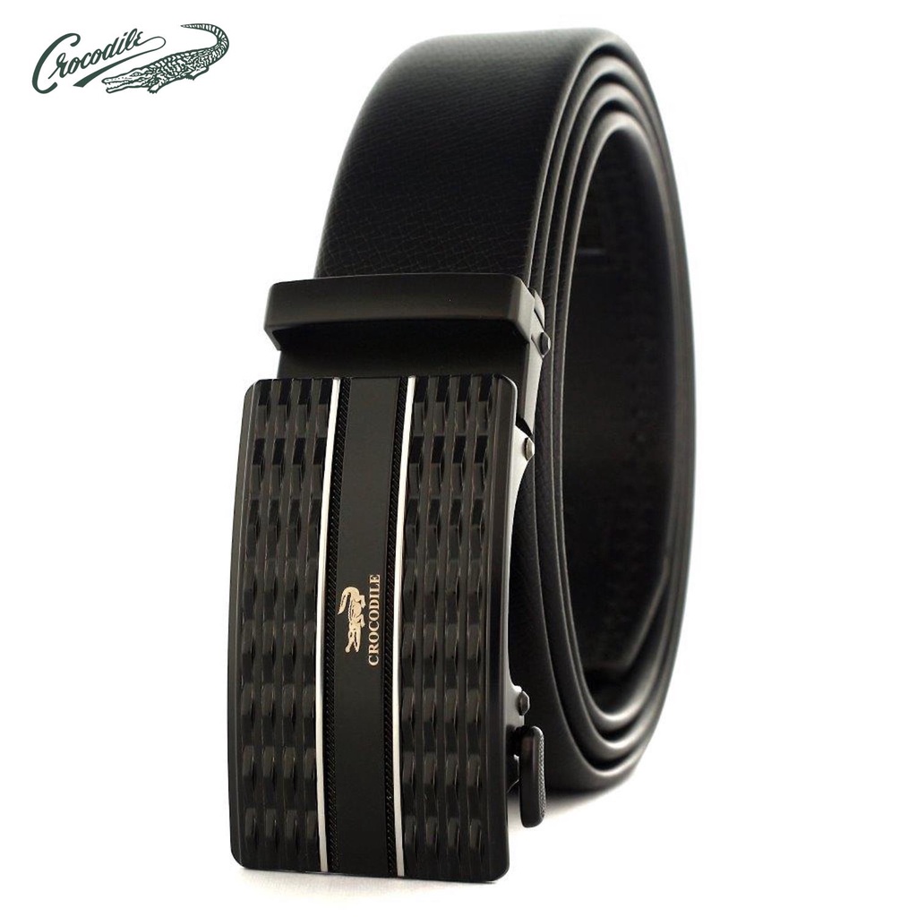 TOKOKOE - Gesper Ikat Pinggang Pria model Rel Big Size Kulit - Croc CR29 Hitam