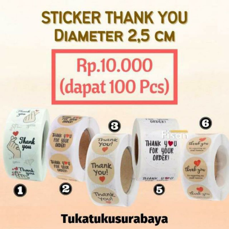 

100pcs Sticker Thank you Sticker Segel 2,5 cm Murah
