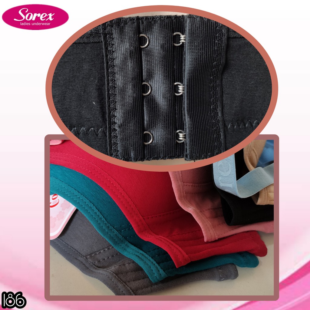 K186 Sorex Bra Busa Tipis Tanpa Kawat Cup B Tiga Pengait Size 36 - 42