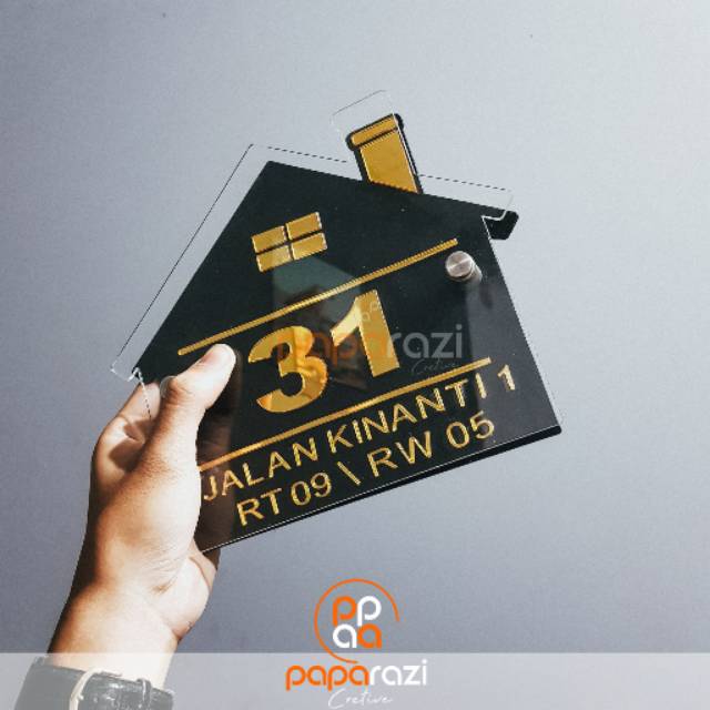 (REV001) PROMO!!! NOMOR RUMAH MEWAH GOLD 3 LAYER FREE STAINLES PEN