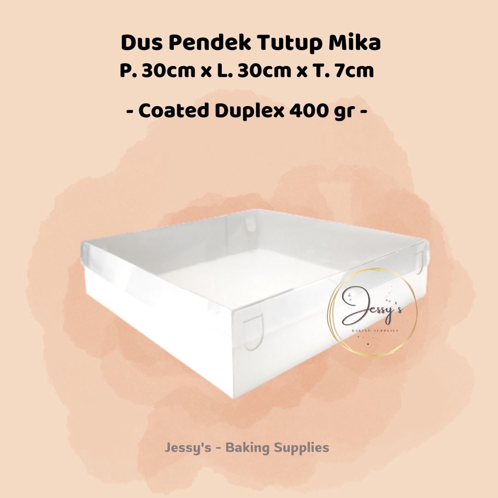 

Dus Box Kotak Kue Cake Pendek Mika 30 x 30 x 7 (Putih Polos)