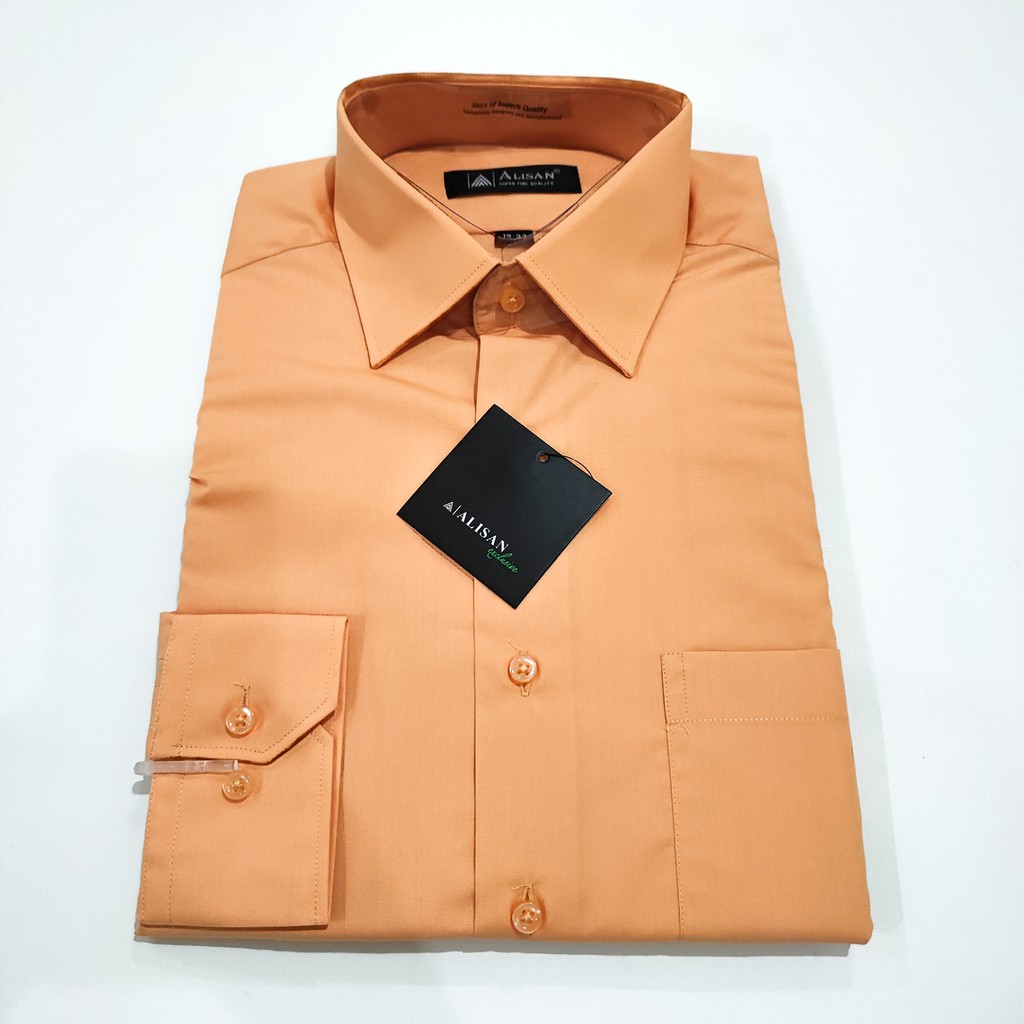 Kemeja ALISAN Polos Lengan Panjang Regular Fit ( ORANGE , MERAH BATA )