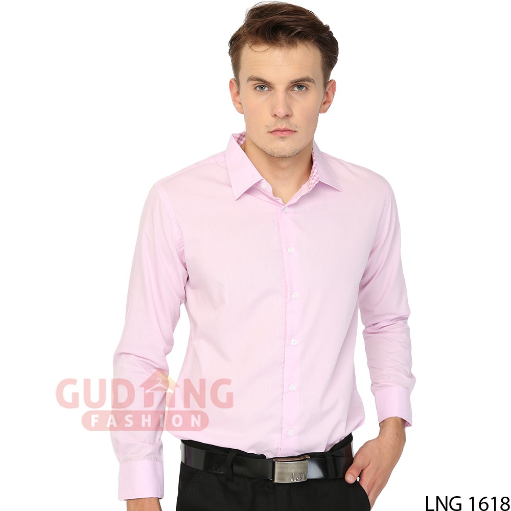 Kemeja Cowok Lengan Panjang Slim Fit Polos - LNG 1618