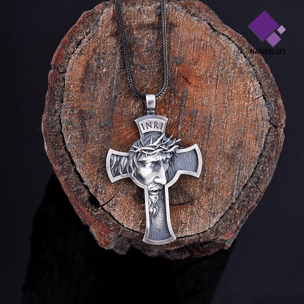 Kalung Liontin Salib Yesus Ukiran Untuk Pria