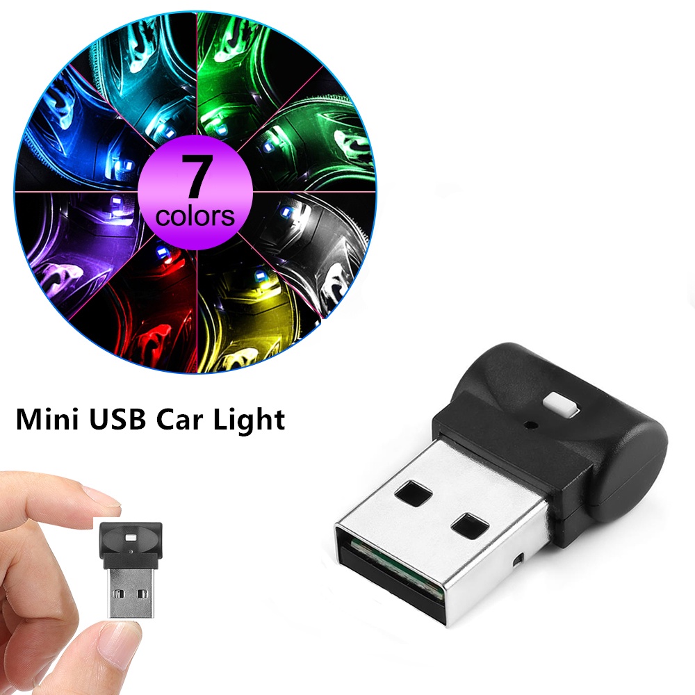 7warna Lampu USB Mini LED Modeling Light Car Ambient Light Neon Interior Lampu Interior Mobil Lampu Hias Barang Mobil