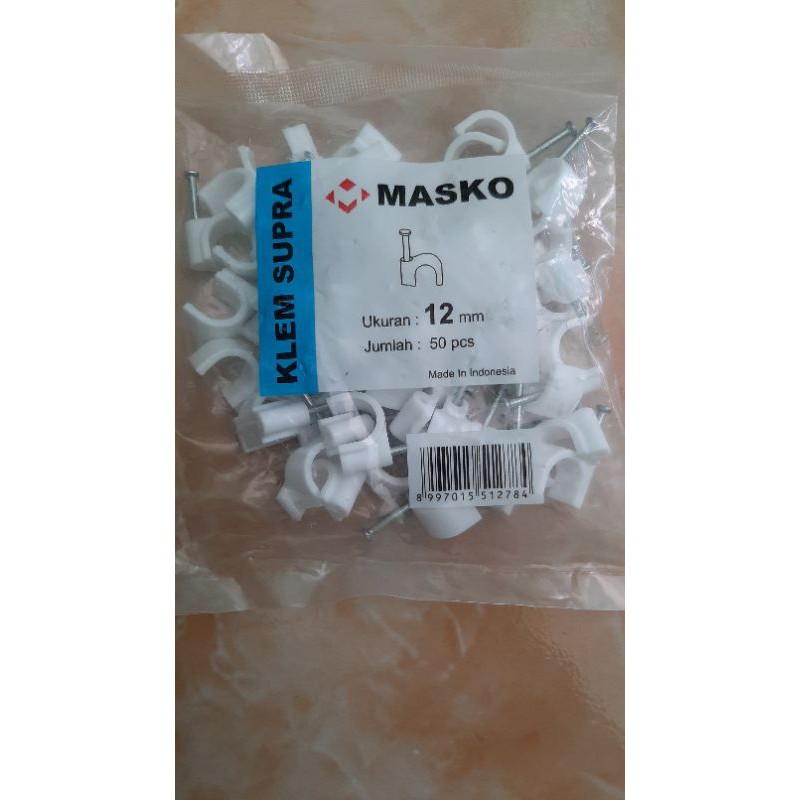 Klem Cable Kabel 12 mm 12mm + Paku Baja Beton