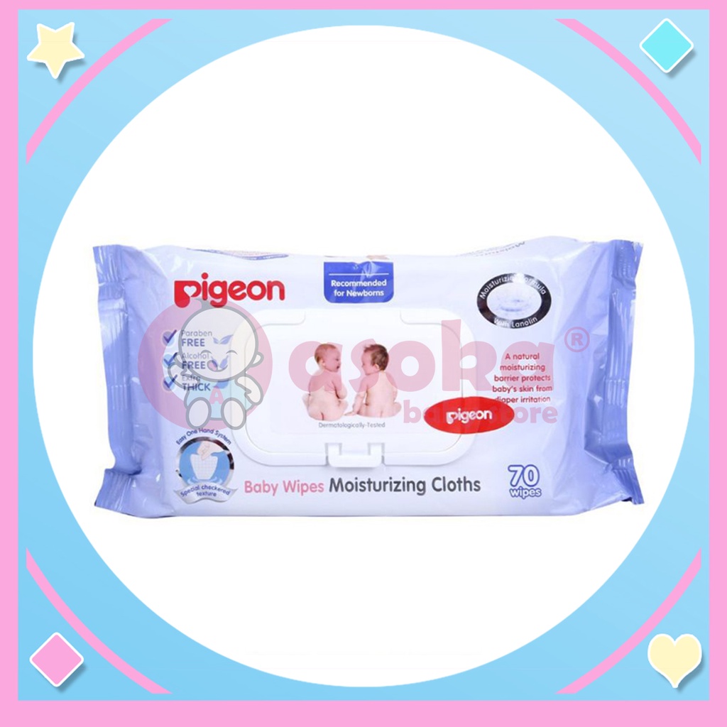 Pigeon Baby Wipes With Lanolin 70 Sheets / Tisu Basah Bayi ASOKA