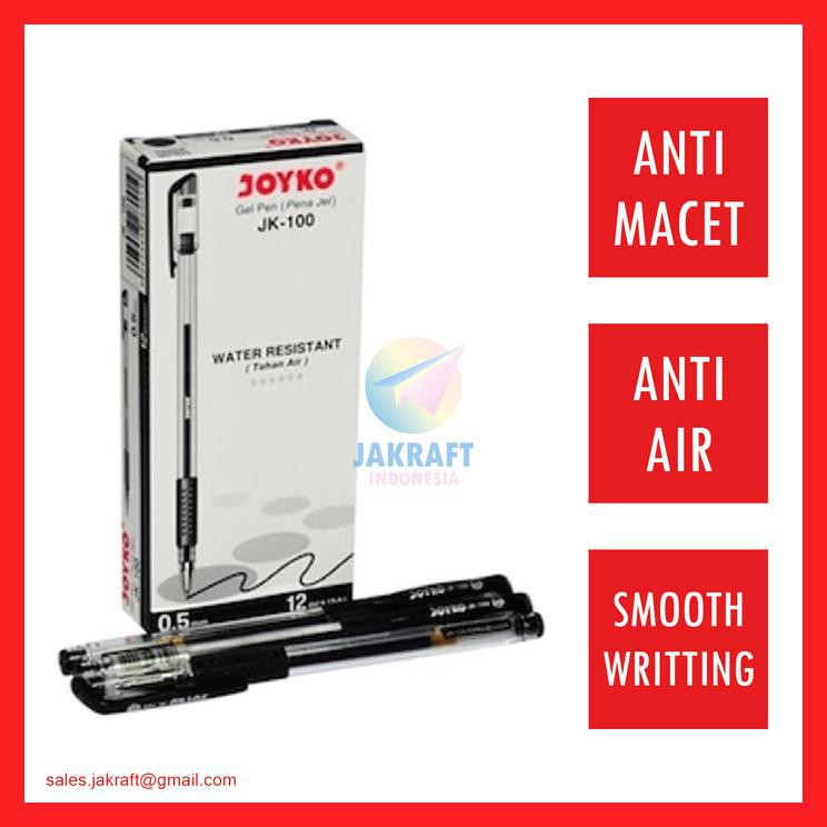 

PULPEN BOLPEN JOYKO GEL PEN JK-100 (HITAM) 0.5MM ANTI AIR KENKO