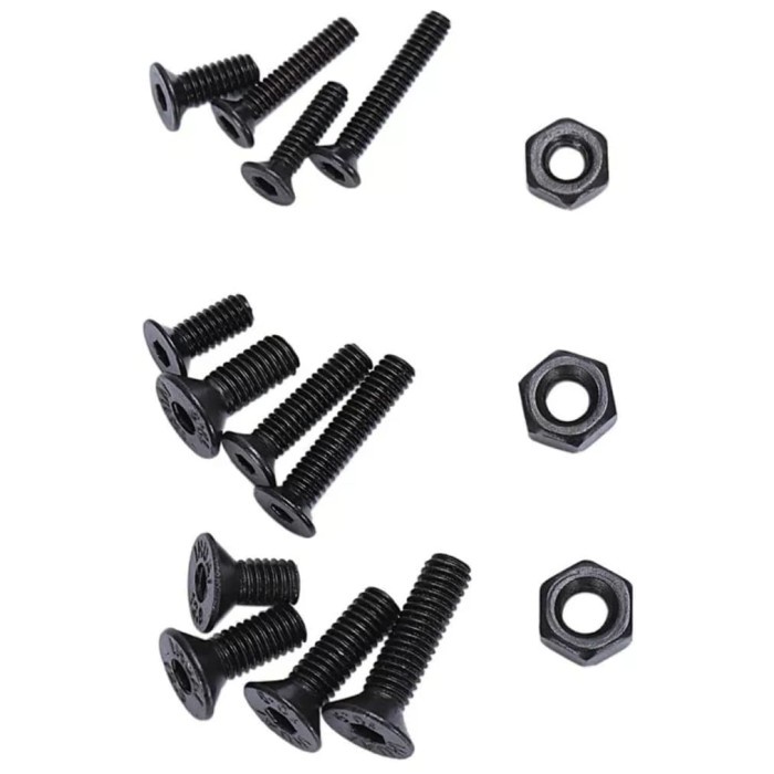 Countersunk 480pcs screw nut M2 M2.5 M3 baut mur steel besi black set