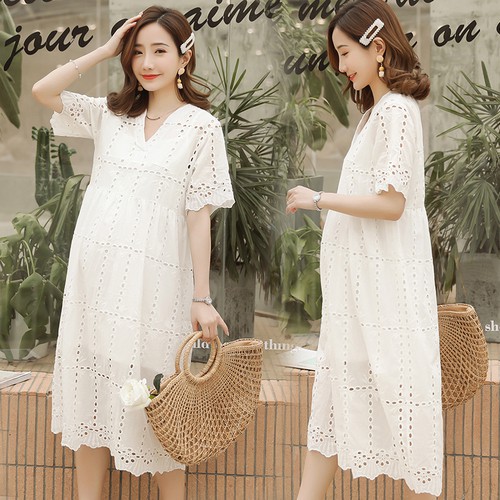 Hamil Hamil 2Pcs Dress V-Neck Longgar Lengan Panjang untuk ...