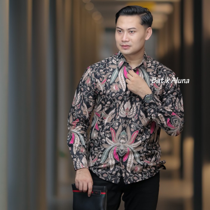 Baju Batik Pria Lengan Panjang Premium Slimfit Modern Full Furing Terbaru BATIK ALUNA PL 014
