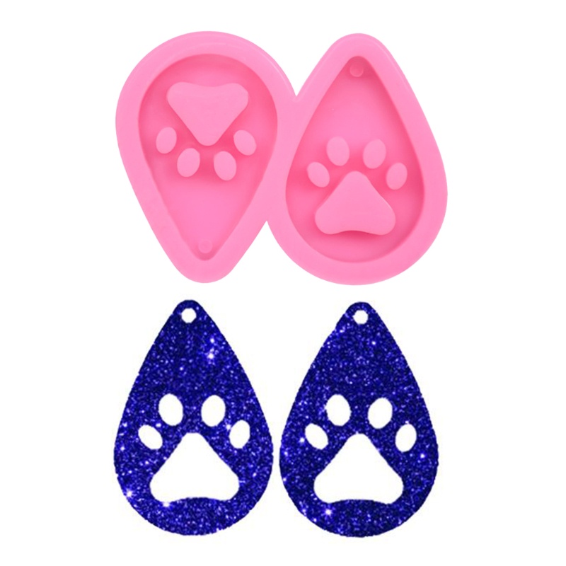 SIY  DIY Dog Paw Keychain Epoxy Resin Mold Key Chain Earrings Pendants Silicone Mould