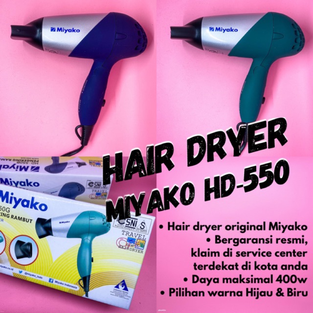 MIYAKO Travel Hair Dryer / Pengering Rambut 400 Watt HD 550G