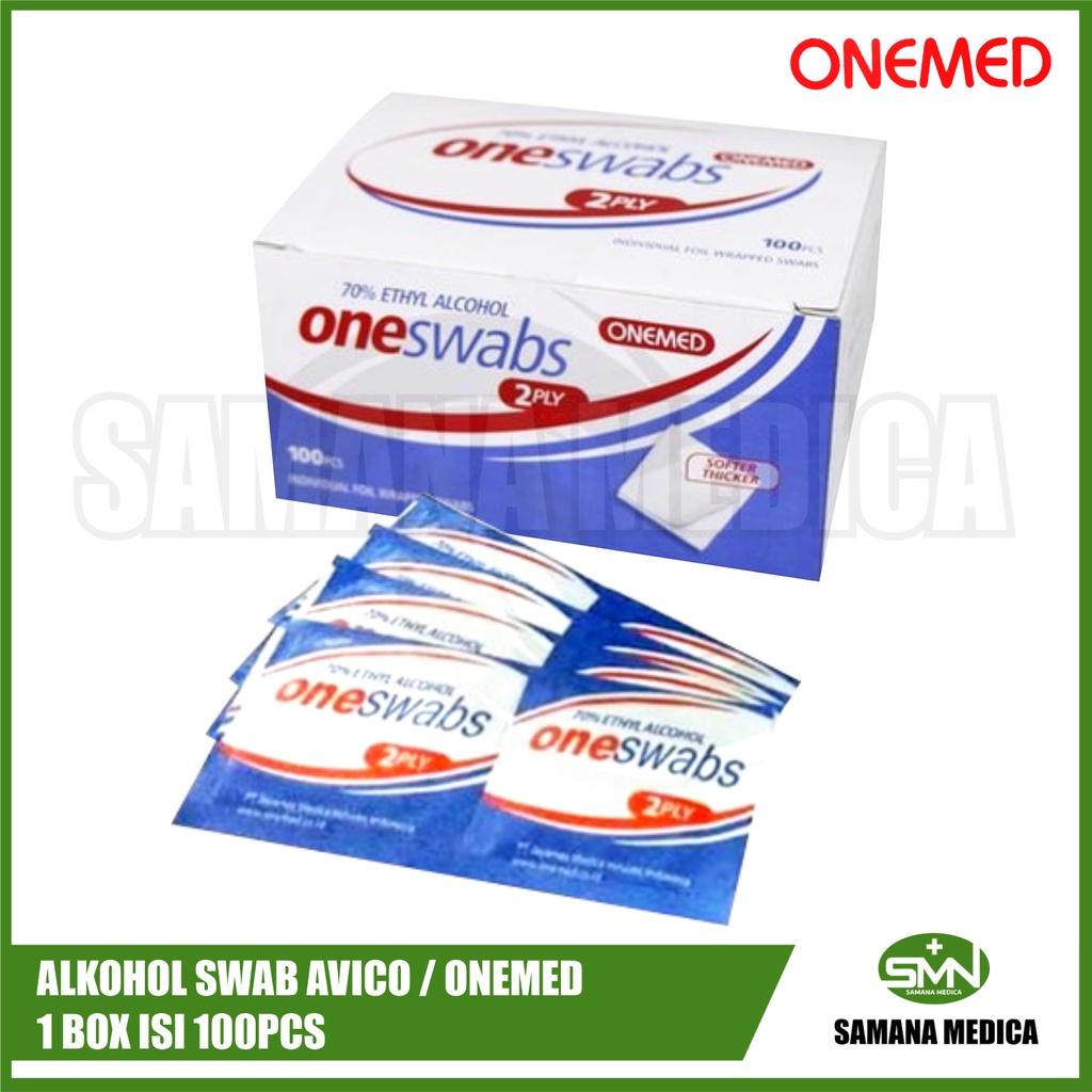 ALKOHOL SWAB Onemed 1 BOX Isi 100pcs Alcohol Pads Murah, Praktis, dan ekonomis 1 KARTON ISI 24 BOX