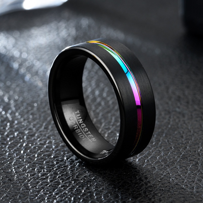 8 MM Lebar Baru Warna-warni Titanium Steel Pria Cincin / Aksesoris Perhiasan Stainless Steel Modis