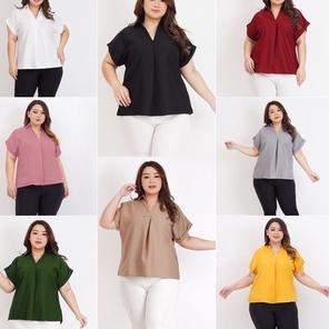 Stok terbatas.. 05 BAJU BLOUSE BLUS ATASAN WANITA JUMBO BIG SIZE LD 120cm XXL XXXL BAJU KERJA KANTOR