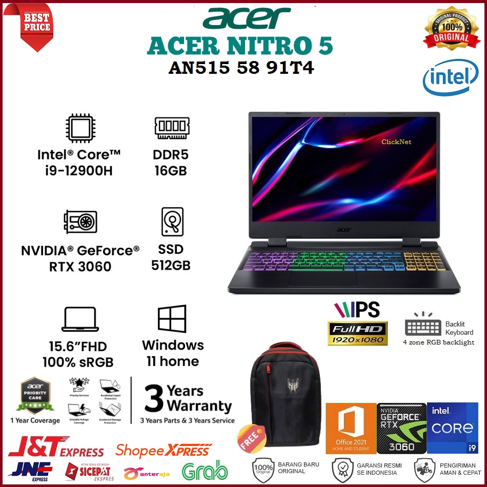 ACER Nitro 5 AN515-58-91T4 Intel I9-12900H 16GB 512GB SSD RTX3060 6GB