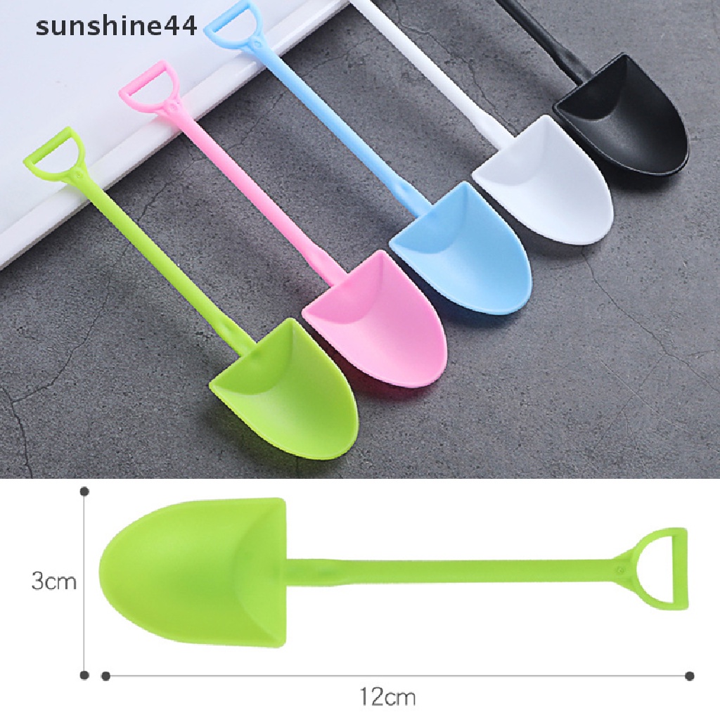 Sunshine 100pcs Sendok Scoop Es Krim / Dessert Mini Bentuk Sekop Bahan Plastik Food Grade