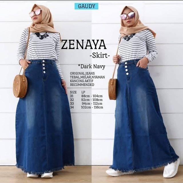 Rok panjang jeans premium rawis