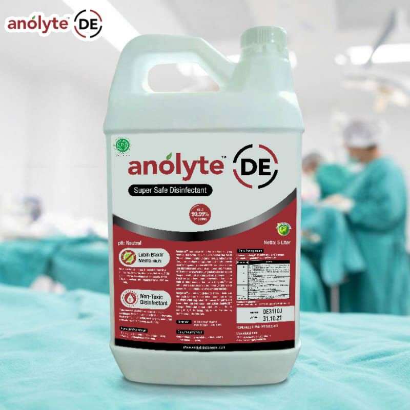 Disinfektan Anolyte DE (HOCI) 5ltr. Disinfektan Aman untuk Anak. Disinfektan Food Grade.