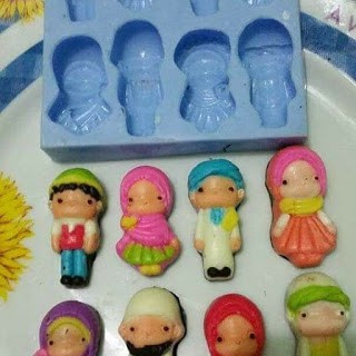 Cetakan Silikon Puding Coklat Karakter muslim 8 cavity