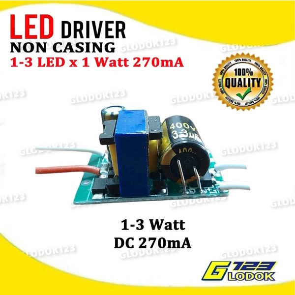 LED Driver LED 1-3 Watt 1-3W AC DC 270 mA PCB Board Tanpa Casing Kotak