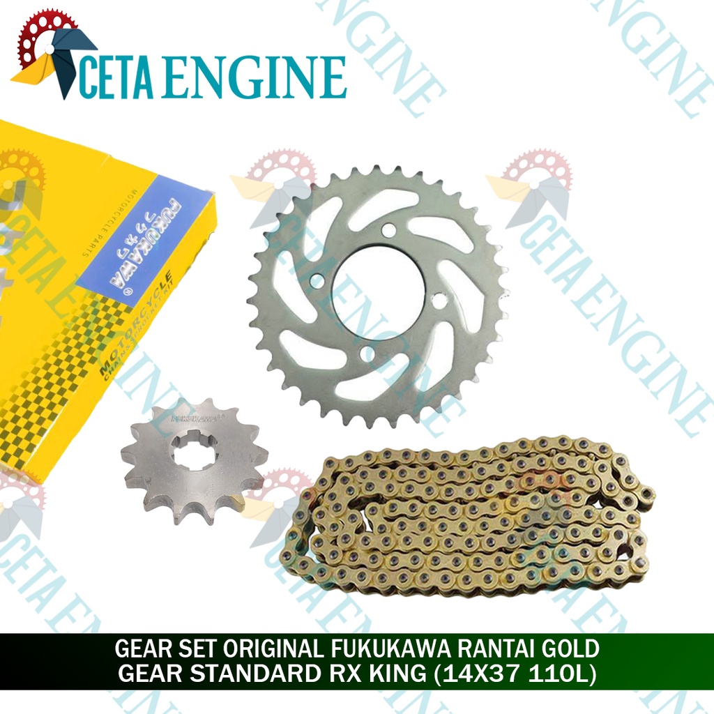 [ BISA COD ] GEAR SET LENGKAP STANDARD RX KING ORIGINAL FUKUKAWA JAPAN 428H 110L 14X37 JEPANG RANTAI