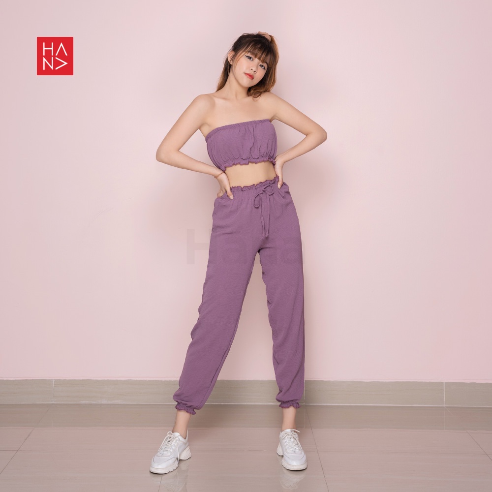 HanaFashion JKT - Winnie Set Crop Top + Jogger Long Pants - ST047