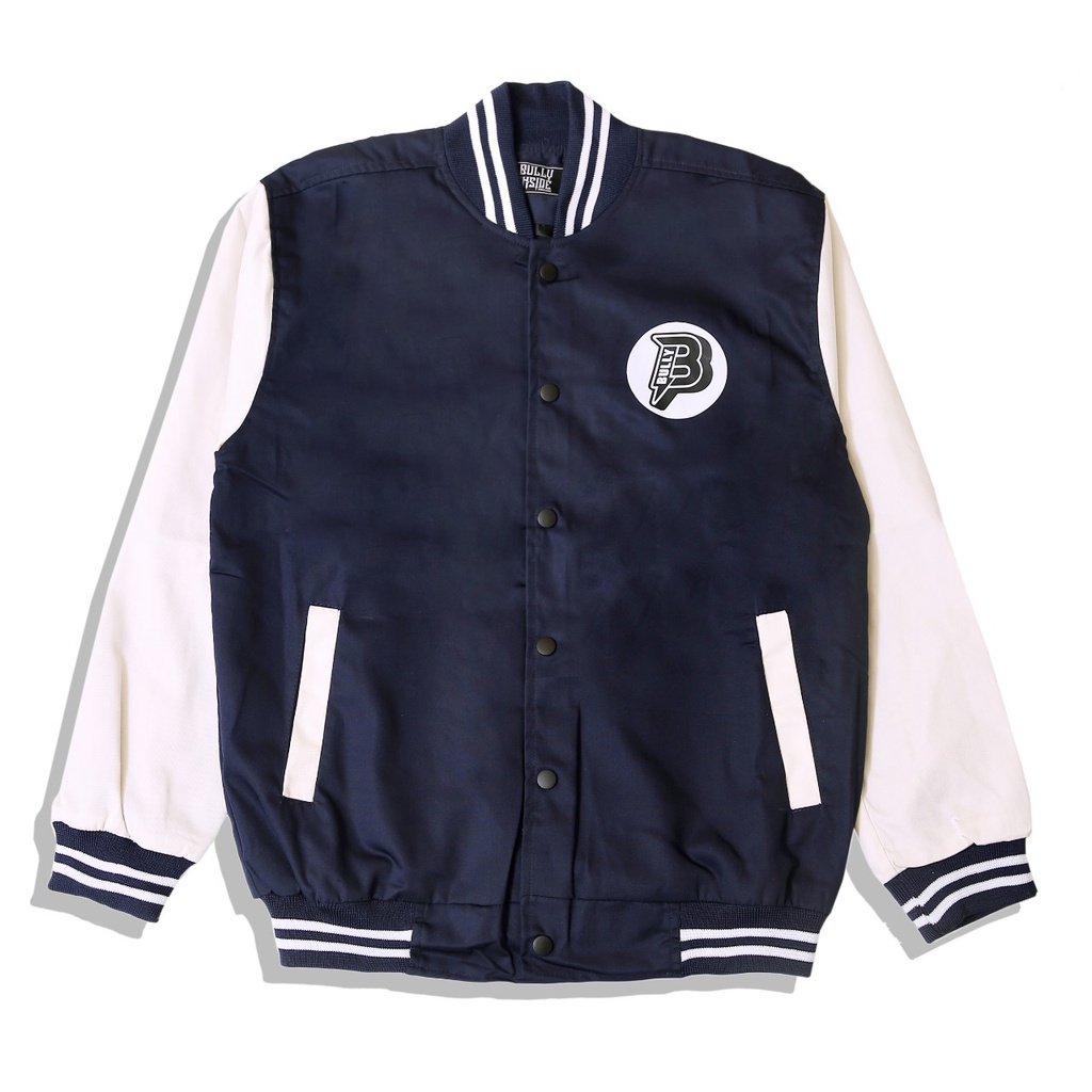 Jacket Varsity Pria B navy Bully Inside Soft Cotton Top Quality brand