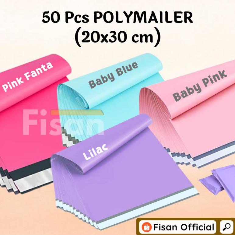 

50 Pcs Polymailer Baby Pink Blue Fanta Lilac 20X30