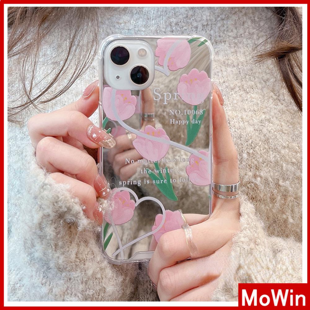 iPhone Case Acrylic Luxury Makeup Mirror Airbag Shockproof Protection Camera Pink Flowers Cute Compatible For iPhone 11 iPhone 13 Pro Max iPhone 12 Pro Max iPhone 7 Plus iPhone xr