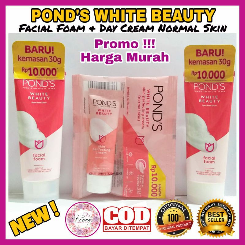 [COD ✓ PROMO❣️] PONDS WHITE BEAUTY FACIAL FOAM 30GR / PONDS DAY CREAM NORMAL SKIN 12GR ORIGINAL