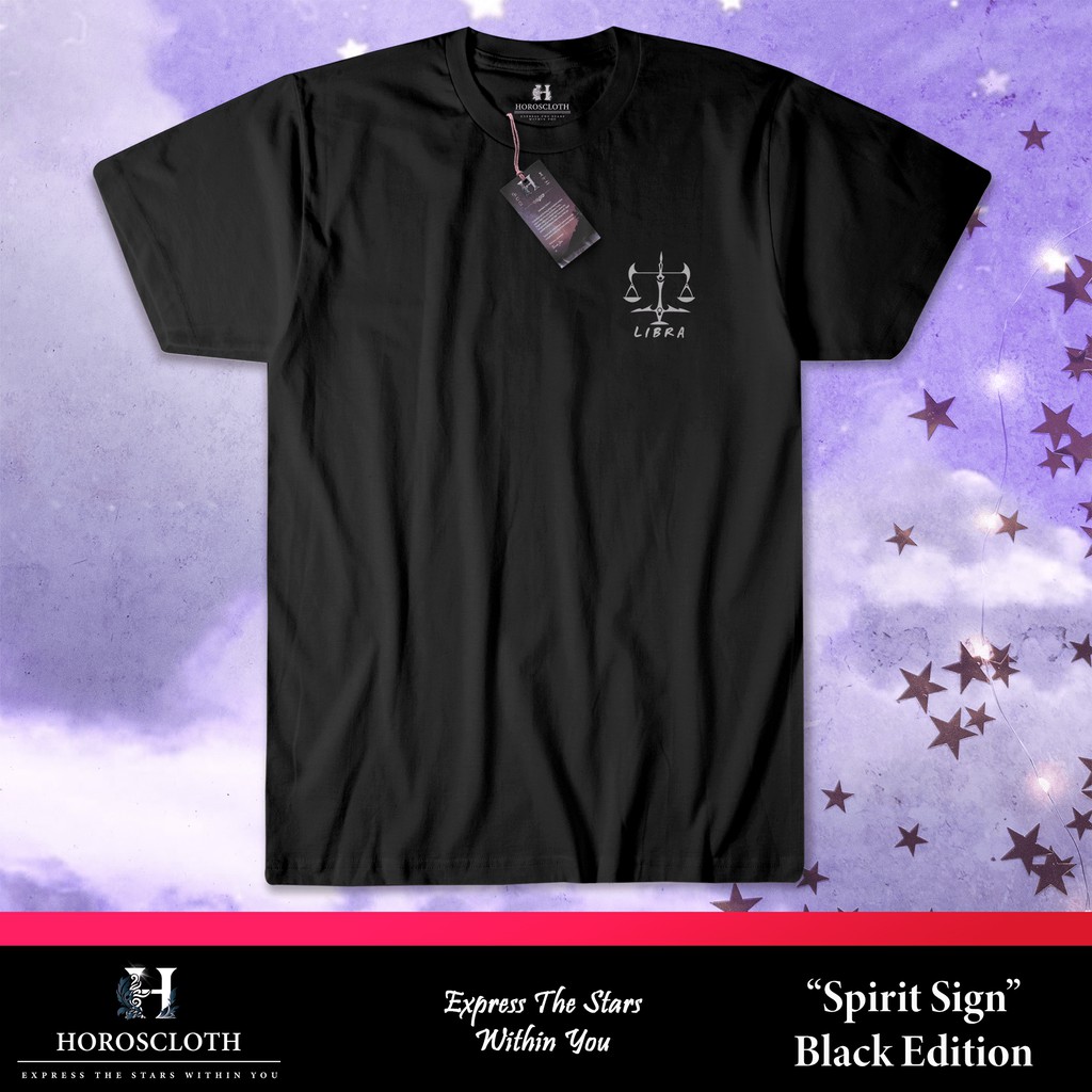 HOROSCLOTH Kaos Zodiak Pria dan Wanita "Spirit Sign" BLACK - Baju Zodiak