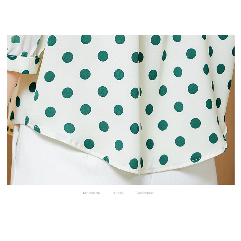 COD 2022 New Fashion Korean Style 3/4 Sleeve Blouse for Women Black White Polka Dots Summer Shirts Baju Kemeja Wanita Kekinian Putih Hitam 2023t