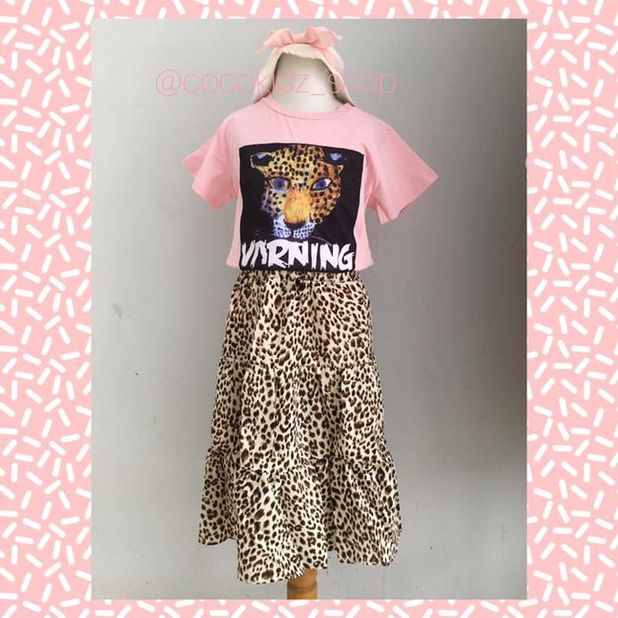 •Leopard Set• Kaos&Rok Anak Perempuan W240
