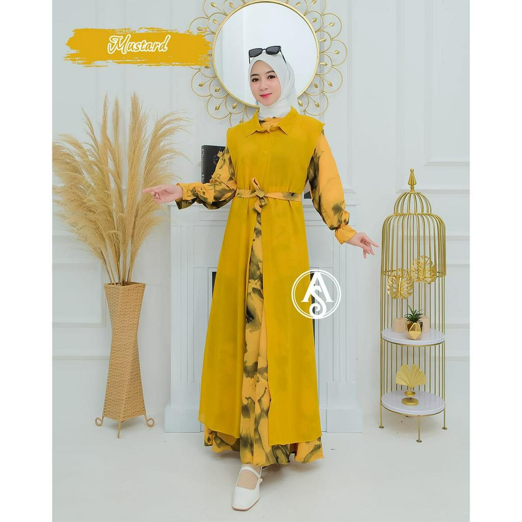 LANGSUNG KIRIM GAMIS SYAKILA PLUS BLAZER CERUTY PISAH// KANCING MUTIARA //OUTER CERUTY BEBYDOLL//BUSUI