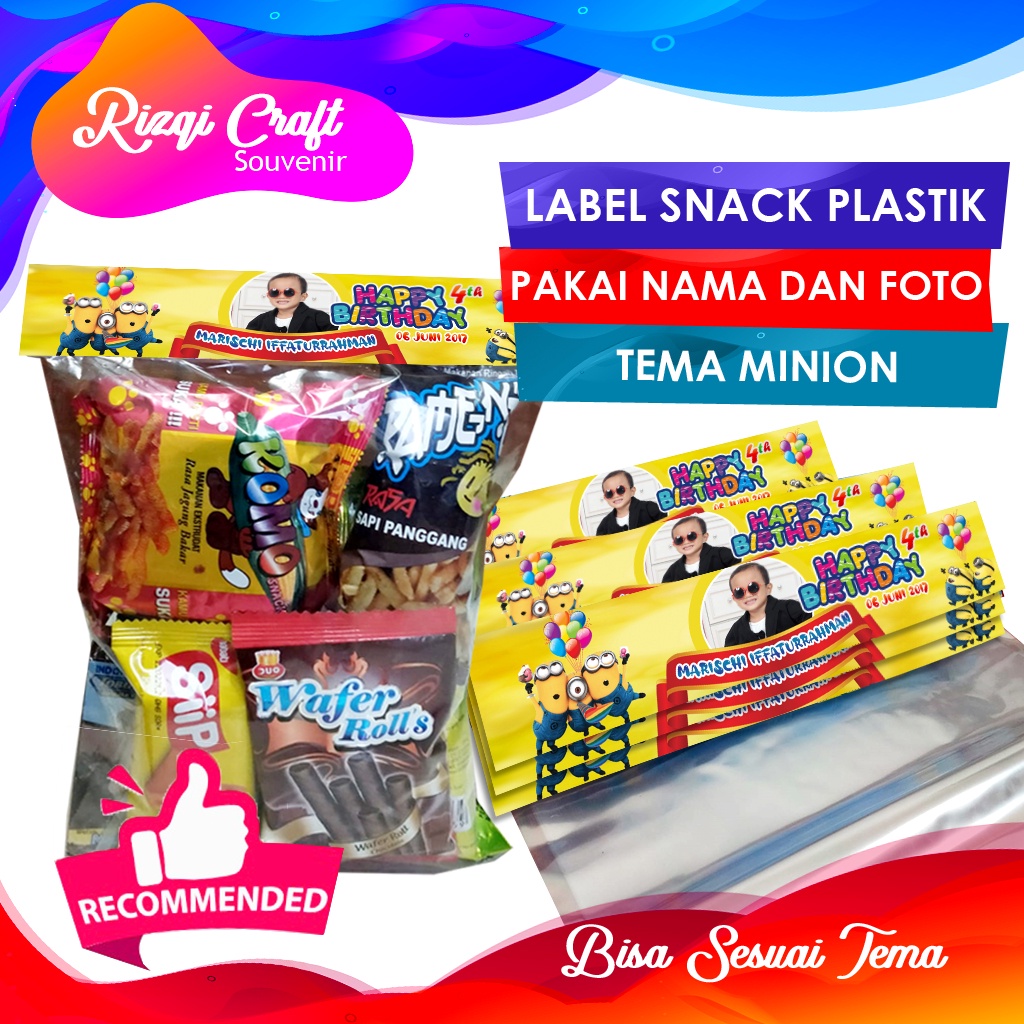

MINION LABEL PLASTIK SNACK ULANG TAHUN / TASYAKURAN / SOUVENIR KEKINIAN