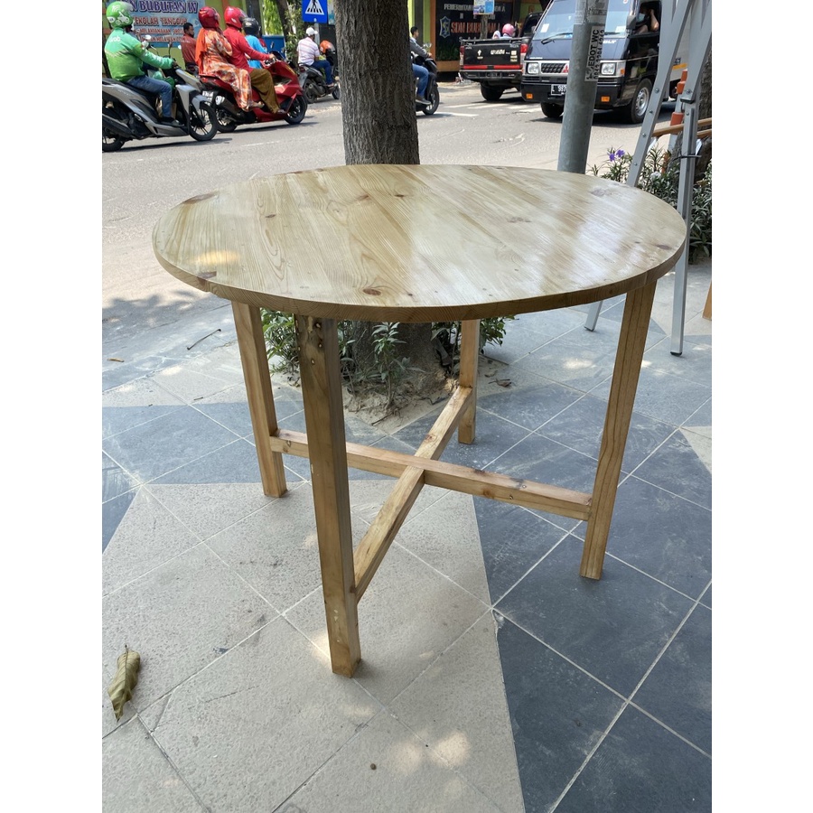 Meja Bulat Kayu Jati Belanda | Meja Bundar | Meja Balkon | Meja Ruang Tamu | Meja Makan Kayu | Meja 