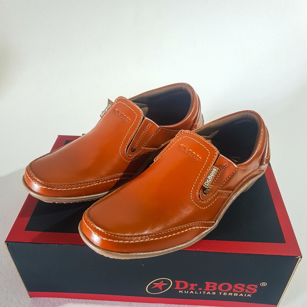 SEPATU KASUAL PRIA Dr.BOSS | SEPATU BAHAN KULIT WARNA TAN