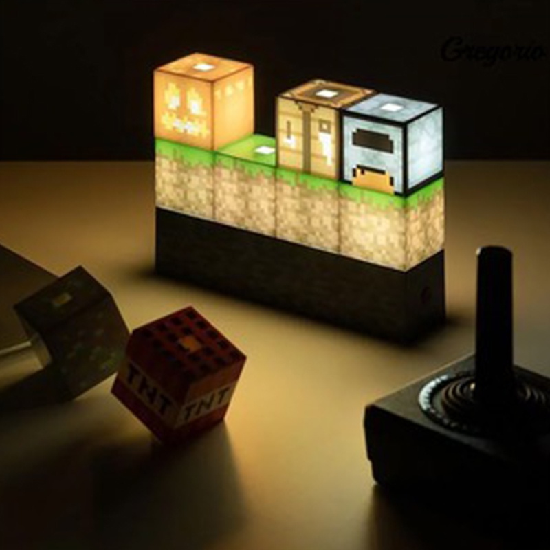 {LUCKID}square building block lamp diy creative novelty stitching lamp holiday