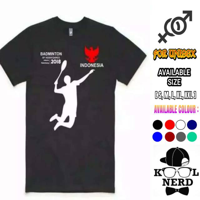 KAOS BADMINTON ASIAN GAMES 2018 JAKARTA-PALEMBANG GARUDA INDONESIA KEREN