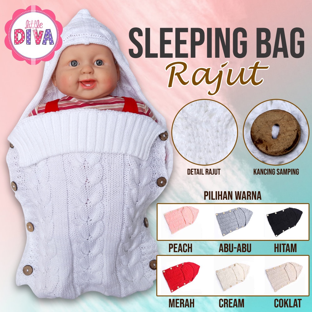 Selimut Topi Bayi Bahan Rajut Lembut - SLEEPING BAG BABY BAHAN RAJUT