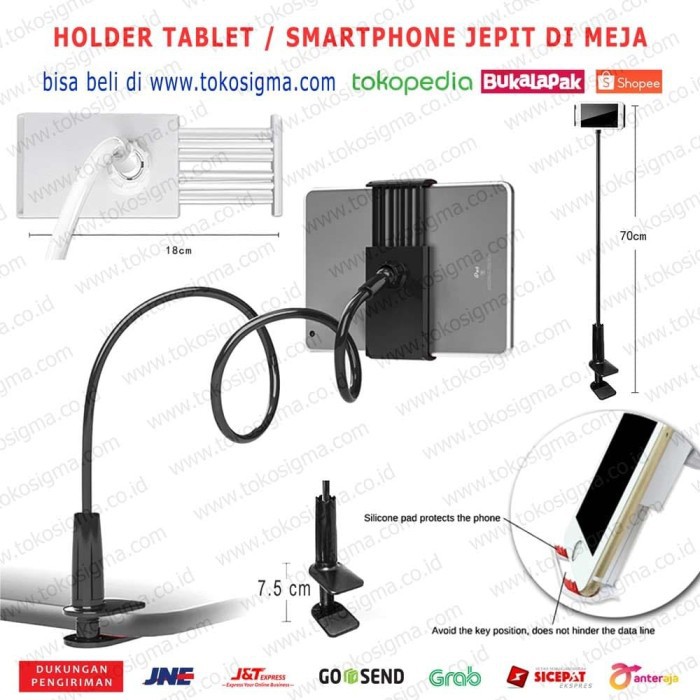 HOLDER TABLET HP BRACKET STAND KLIP 360 LAZY POD CLAMP JEPIT MEJA DESK