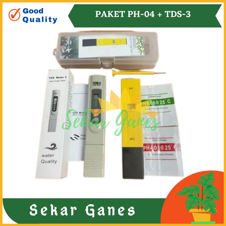 Paket Mantab Ph Meter + Tds Ec  Meter Alat Ukur Hidroponik Air Akuarium Pengukur Kualitas Air Suhu